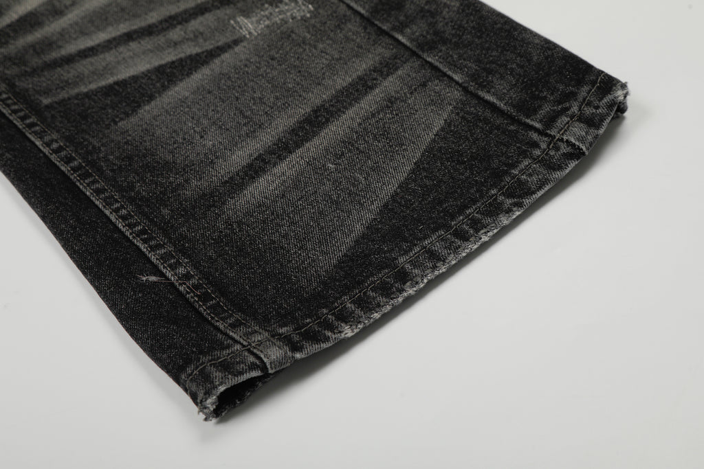 DONOTLOGO Urban Heritage Collection | Unisex Oversized Cat Whisker Denim | Retro Aesthetic High-Rise Wide-Leg Bottoms with Authentic Fade Detail