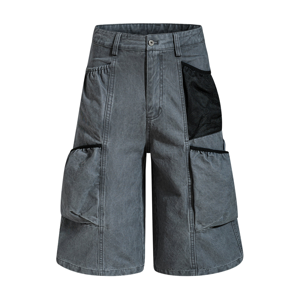 DONOTLOGO Oversized Patchwork Utility Jean Shorts | Men's & Women's Wide Leg Cargo Capris | Retro Streetwear Baggy Denim Shorts