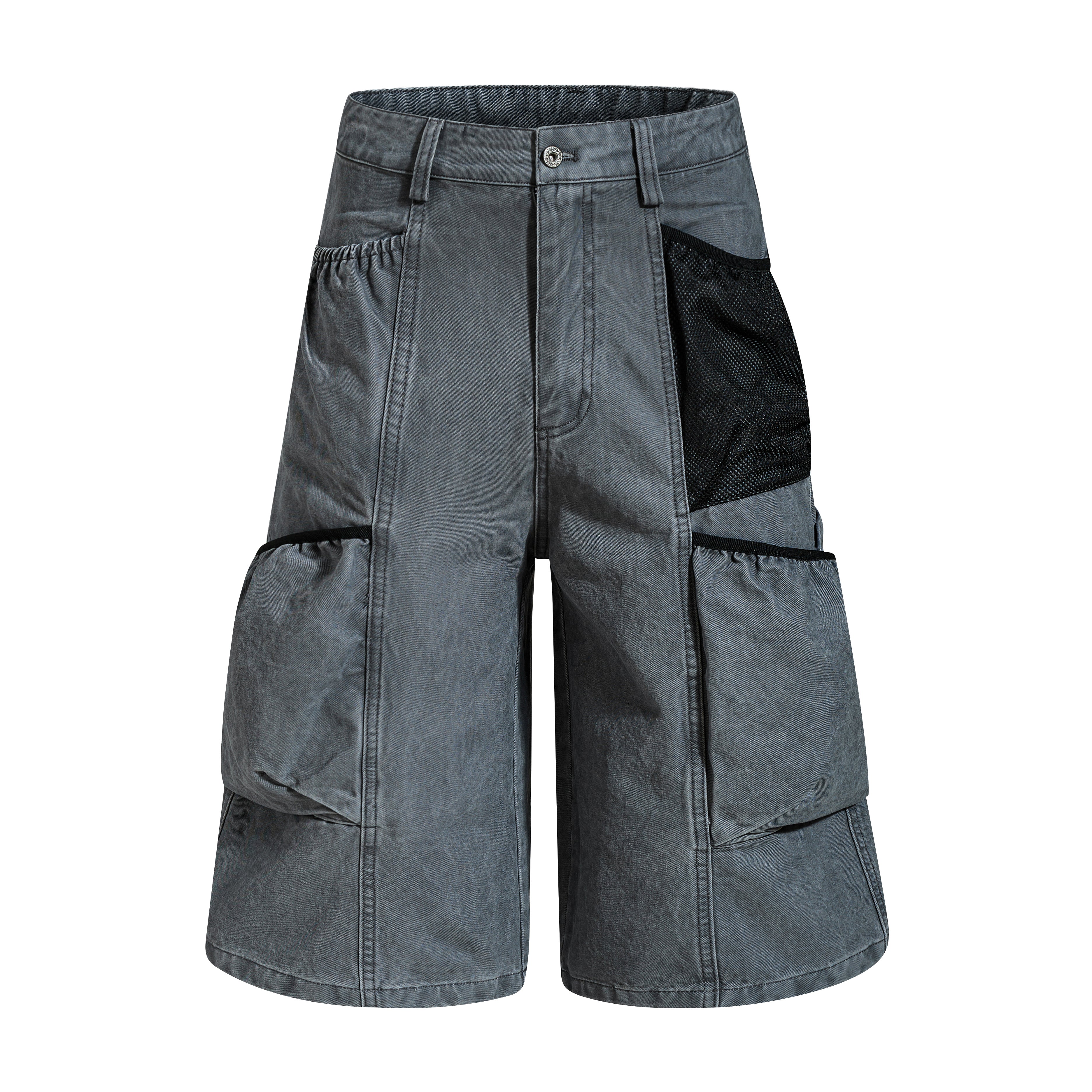 DONOTLOGO Oversized Patchwork Utility Jean Shorts | Men's & Women's Wide Leg Cargo Capris | Retro Streetwear Baggy Denim Shorts