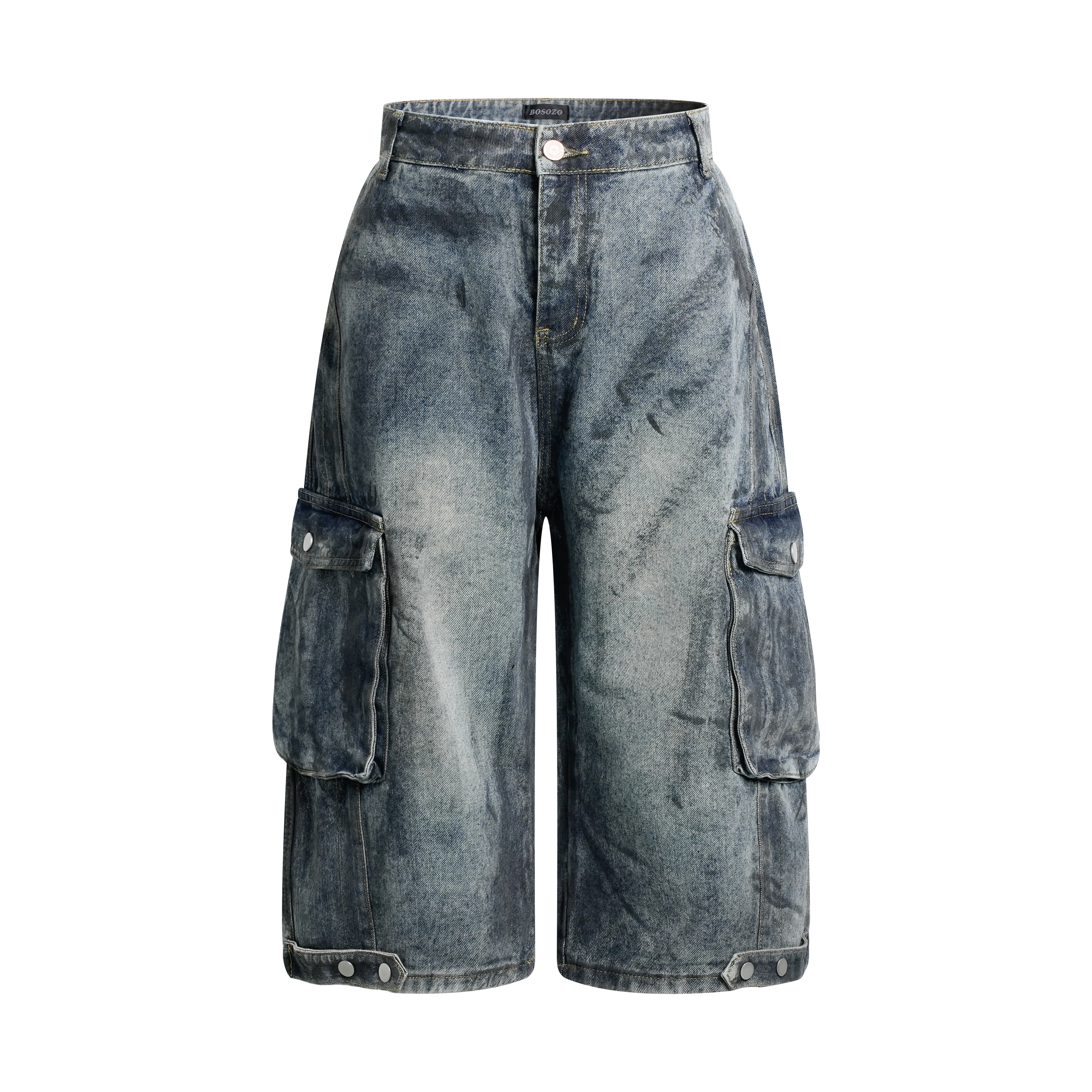 DONOTLOGO Heavy Acid Wash Baggy Cargo Jorts | Unisex Y2K Wide Leg Denim Shorts | Retro High Street Summer Bottoms