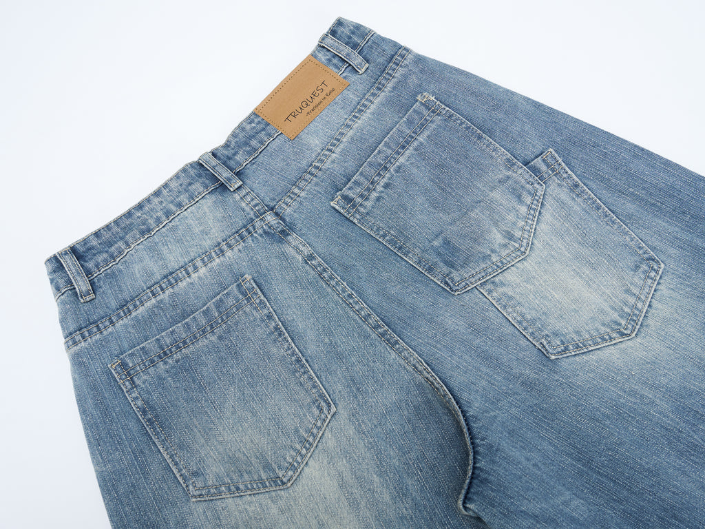 DONOTLOG Oversized Distressed Denim Jeans - Unisex Baggy Trousers with Raw Edge Rips & Whisker Effect - Edgy Streetwear Bottom with Wide Leg Silhouette