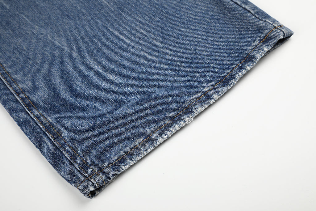 DONOTLOGO Urban Edge Collection | Unisex Relaxed Fit Denim Jeans | Bold Cat Whisker Seaming & Faded Wash Finish with Classic Cotton Denim Fabric