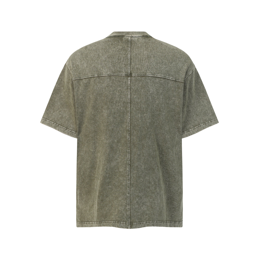 DONOTLOGO Industrial Utility Collection | Unisex Relaxed Fit Deconstructed Tee | Bold Multi-Pocket Seaming & Faded Wash Finish with Heavyweight Cotton Fabric