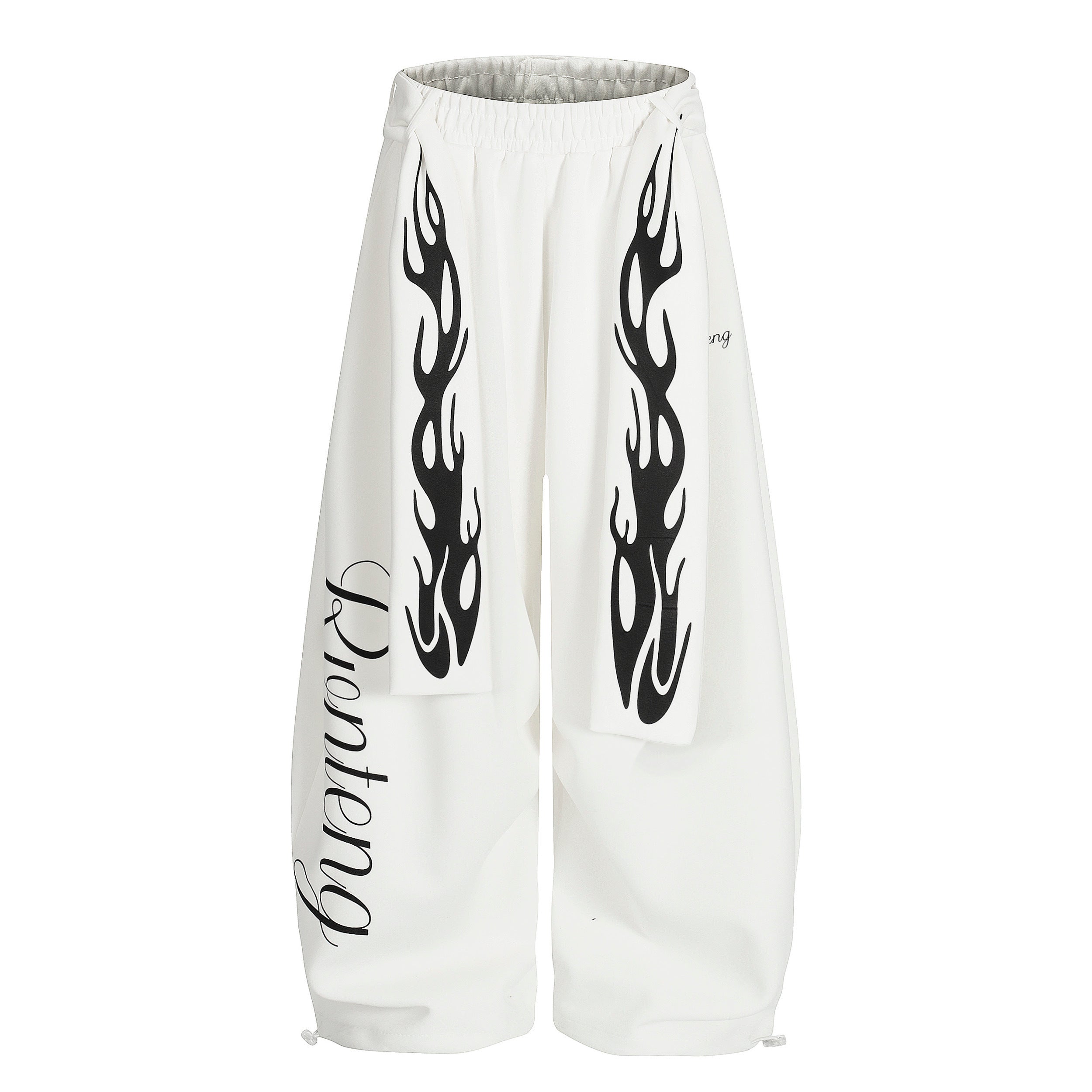 DONOTLOGO Urban Streetwear Collection | Unisex Relaxed Silhouette Sweatpants | Bold Flame Motif & Soft Cotton Knit Fabric