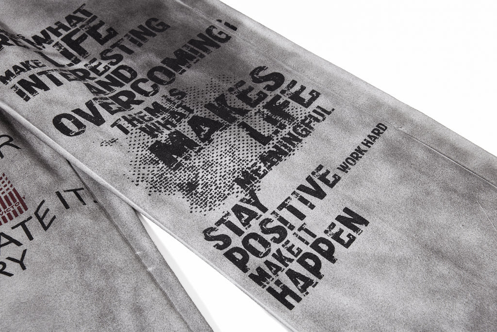 Unisex Vintage Washed Graffiti Paint Denim Jeans