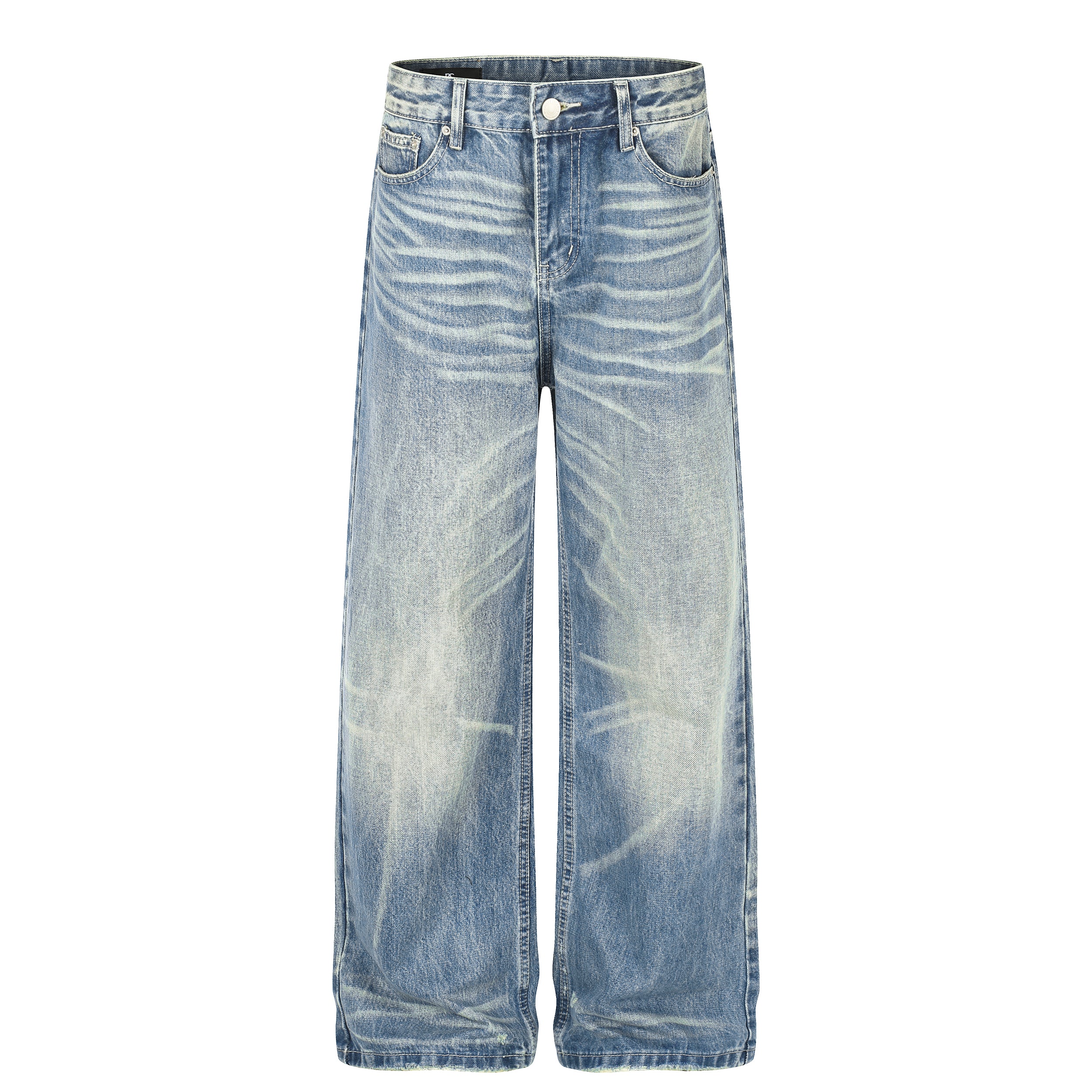 DONOTLOGO Urban Heritage Collection | Unisex Oversized Cat Whisker Denim | Retro Aesthetic High-Rise Wide-Leg Bottoms with Authentic Fade Detail