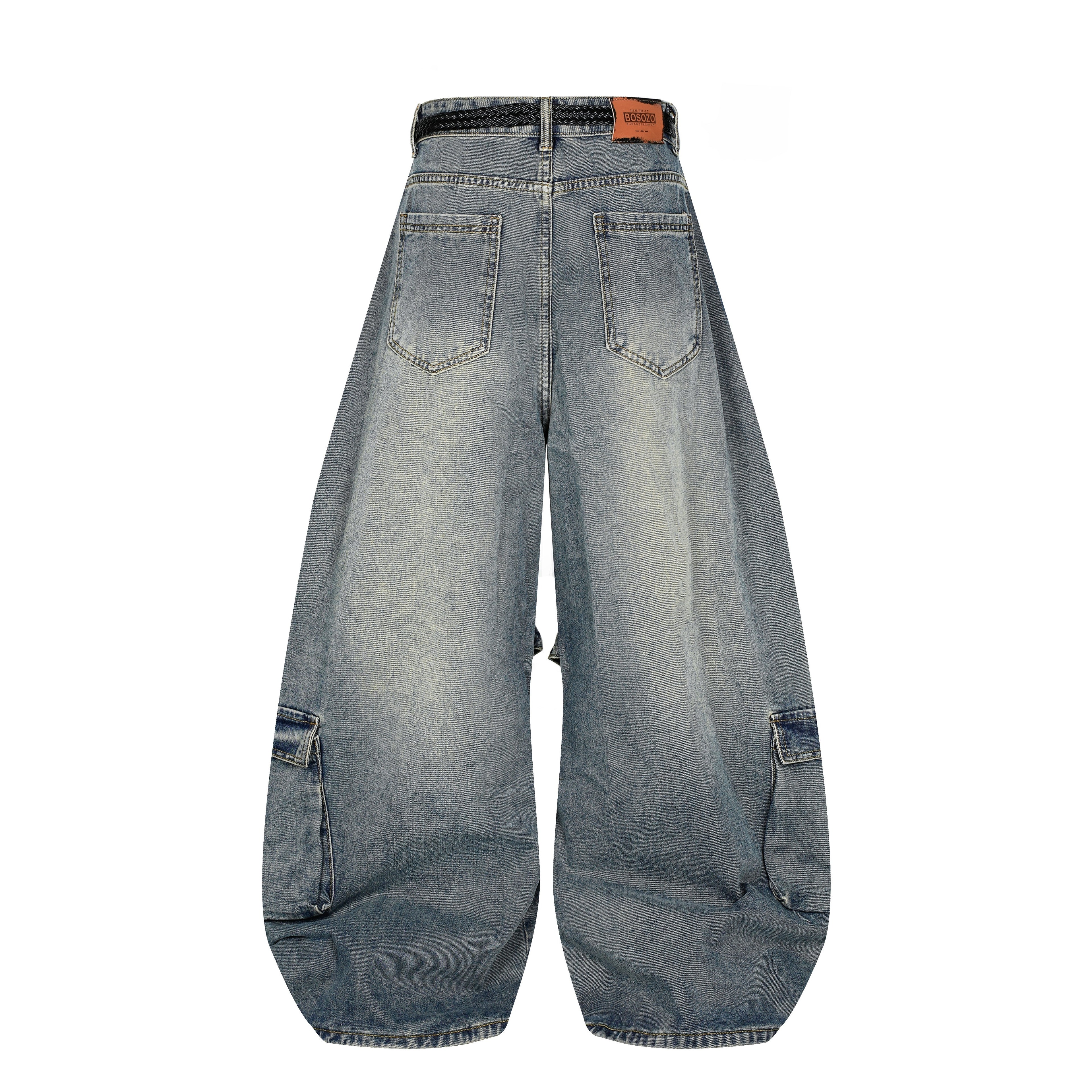 DONOTLOGO Deconstructed Arc Seam Denim - Oversized Patchwork Cargo Pants with Distressed Wash - Avant-Garde Wide Leg Trousers for Men