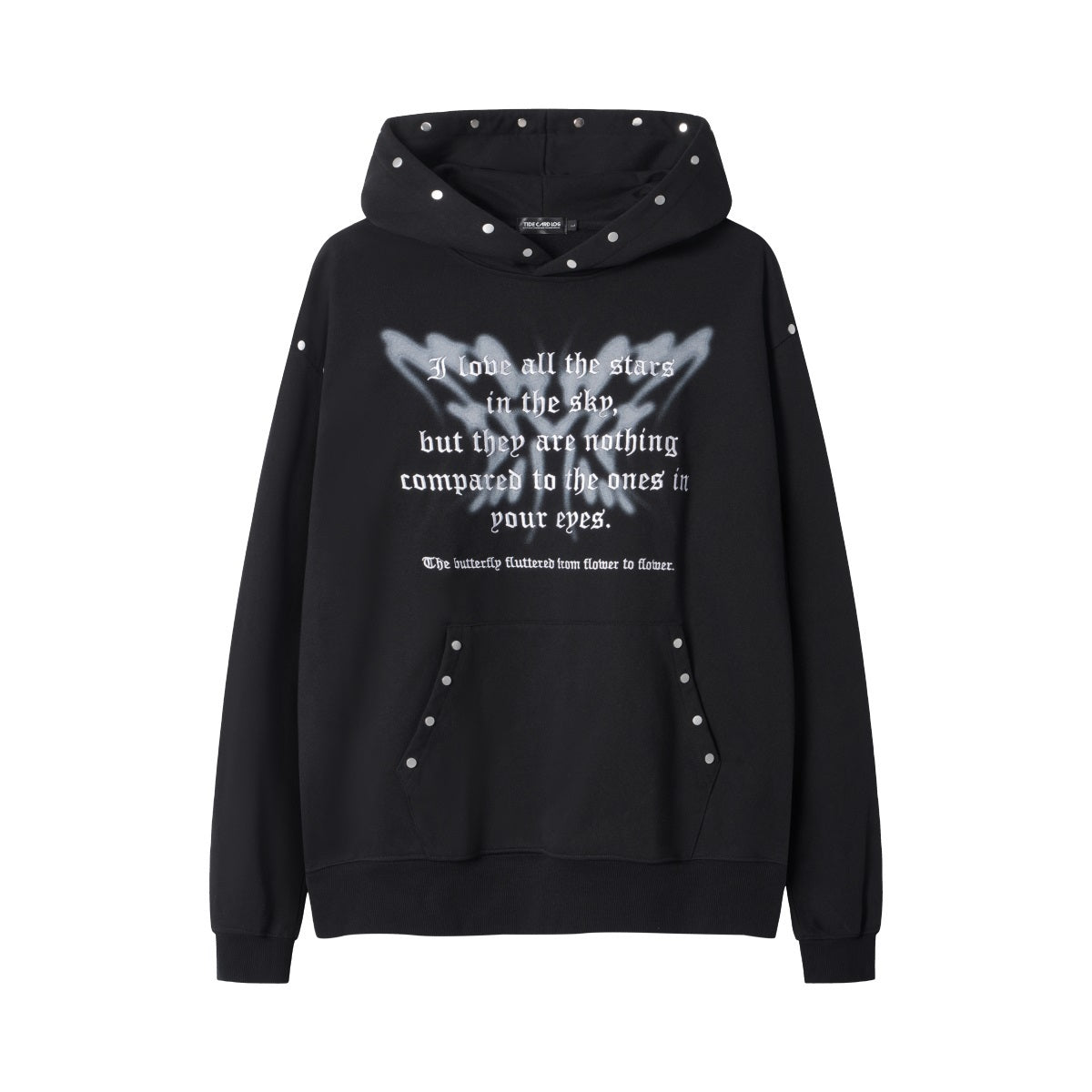 Unisex Streetwear Hip-Hop Letter Graphic Hoodie with Studs