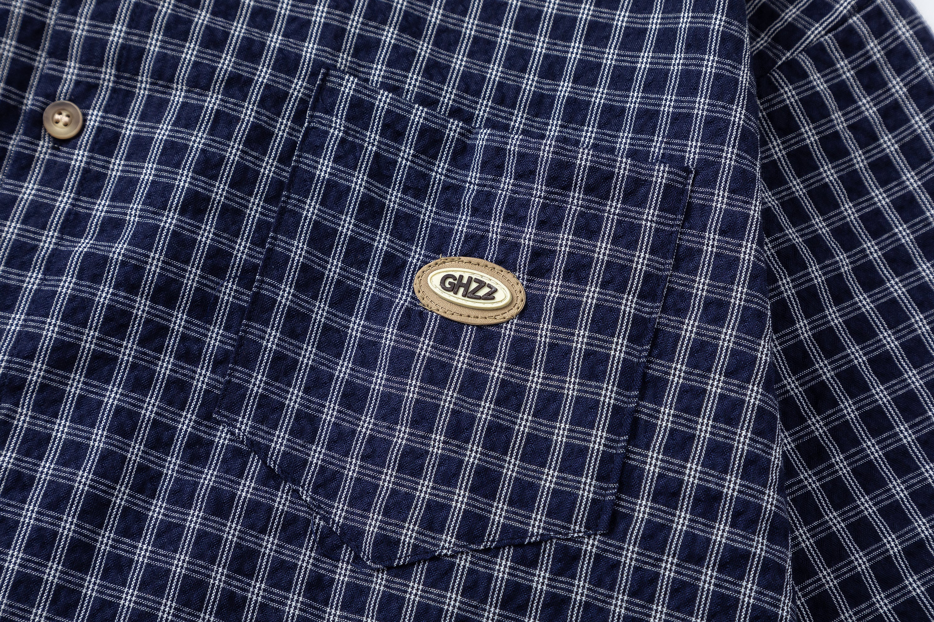 DONOTLOGO Unisex Dark Blue Plaid Shirt | Loose Fit, Japanese Retro Style | Summer Essential