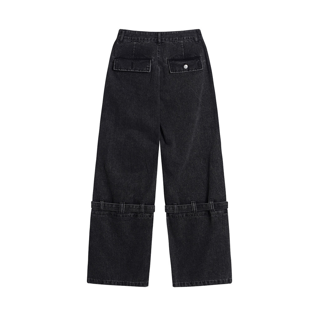 Vintage Washed Zippered Jeans