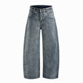 DONOTLOGO Oversized Vintage Washed Denim Jeans - Unisex Baggy Trousers with Distressed Fade - Edgy Streetwear Bottom with Wide Leg Silhouette & Raw Hem