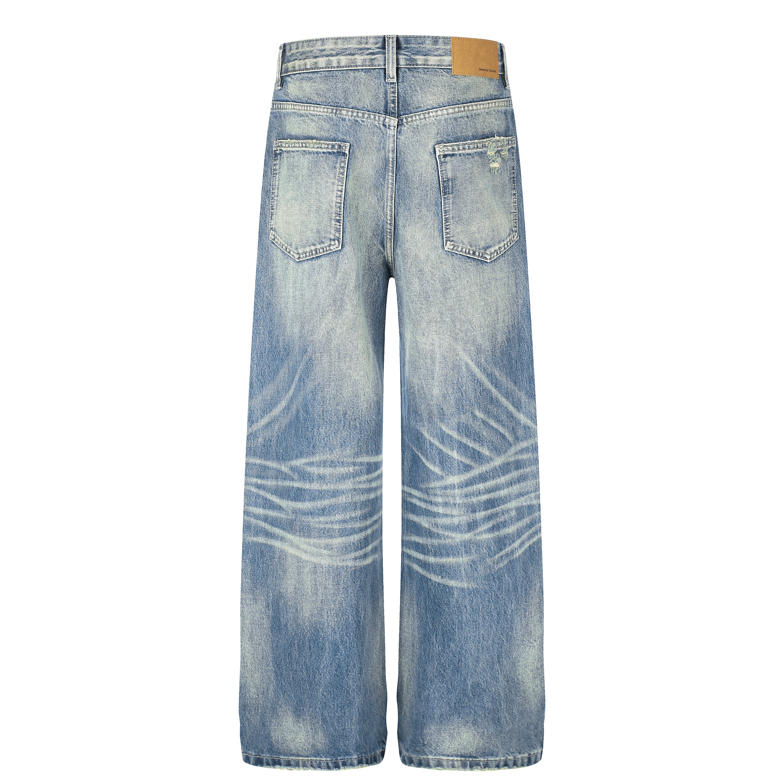 DONOTLOGO Urban Heritage Collection | Unisex Oversized Cat Whisker Denim | Retro Aesthetic High-Rise Wide-Leg Bottoms with Authentic Fade Detail