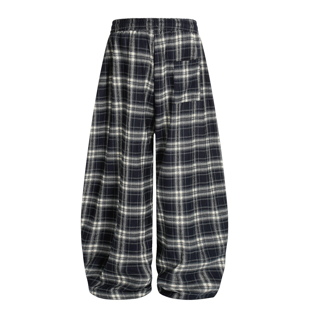 DONOTLOGO Urban Streetwear Collection | Unisex Relaxed Silhouette Plaid Pants | Bold Checkered Motif & Soft Cotton Knit Fabric