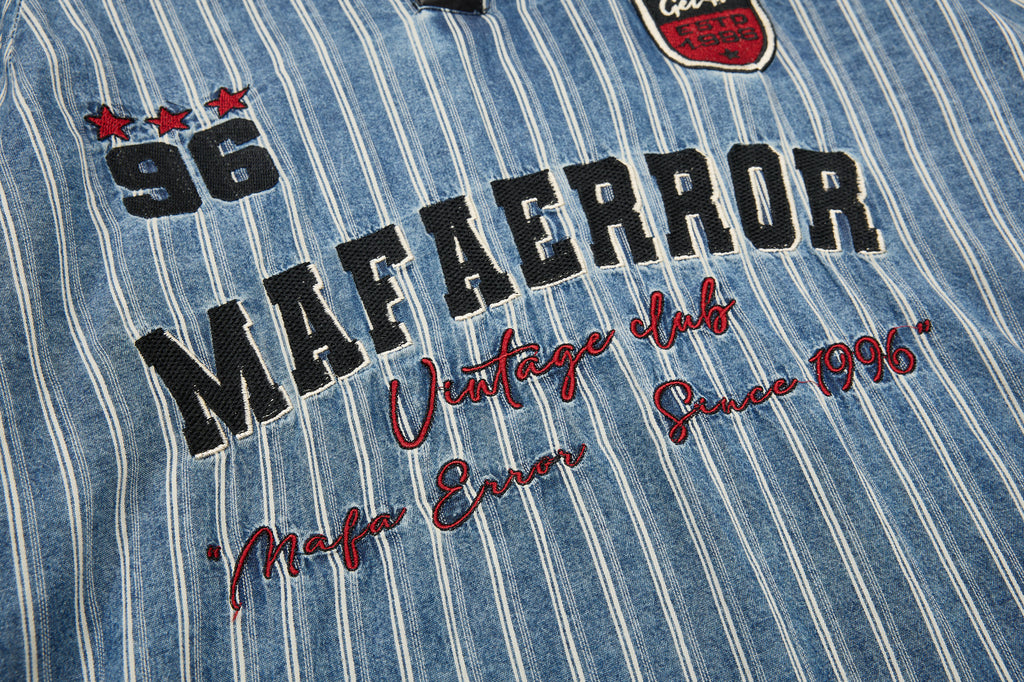 Unisex Vintage Appliqué Letter Striped Tee