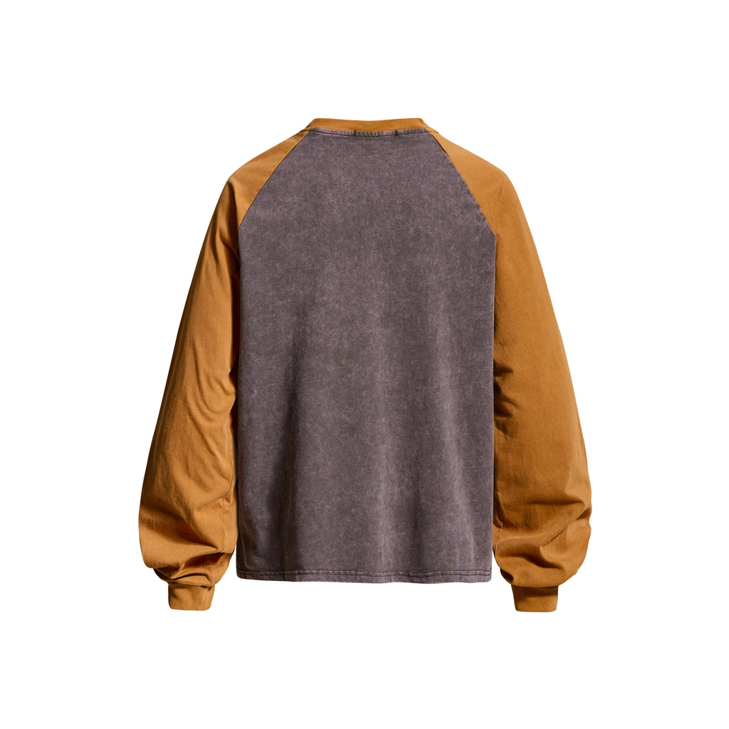 DONOTLOGO 90s Collegiate Aesthetic | Unisex Oversized Raglan Jersey | Distressed Wash with Retro Star Motif & Contrast Sleeve Design
