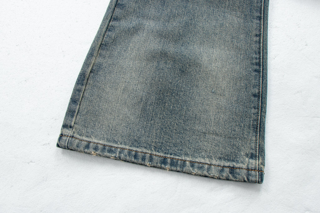 Washed Straight-Leg Micro-Flare Denim Jeans