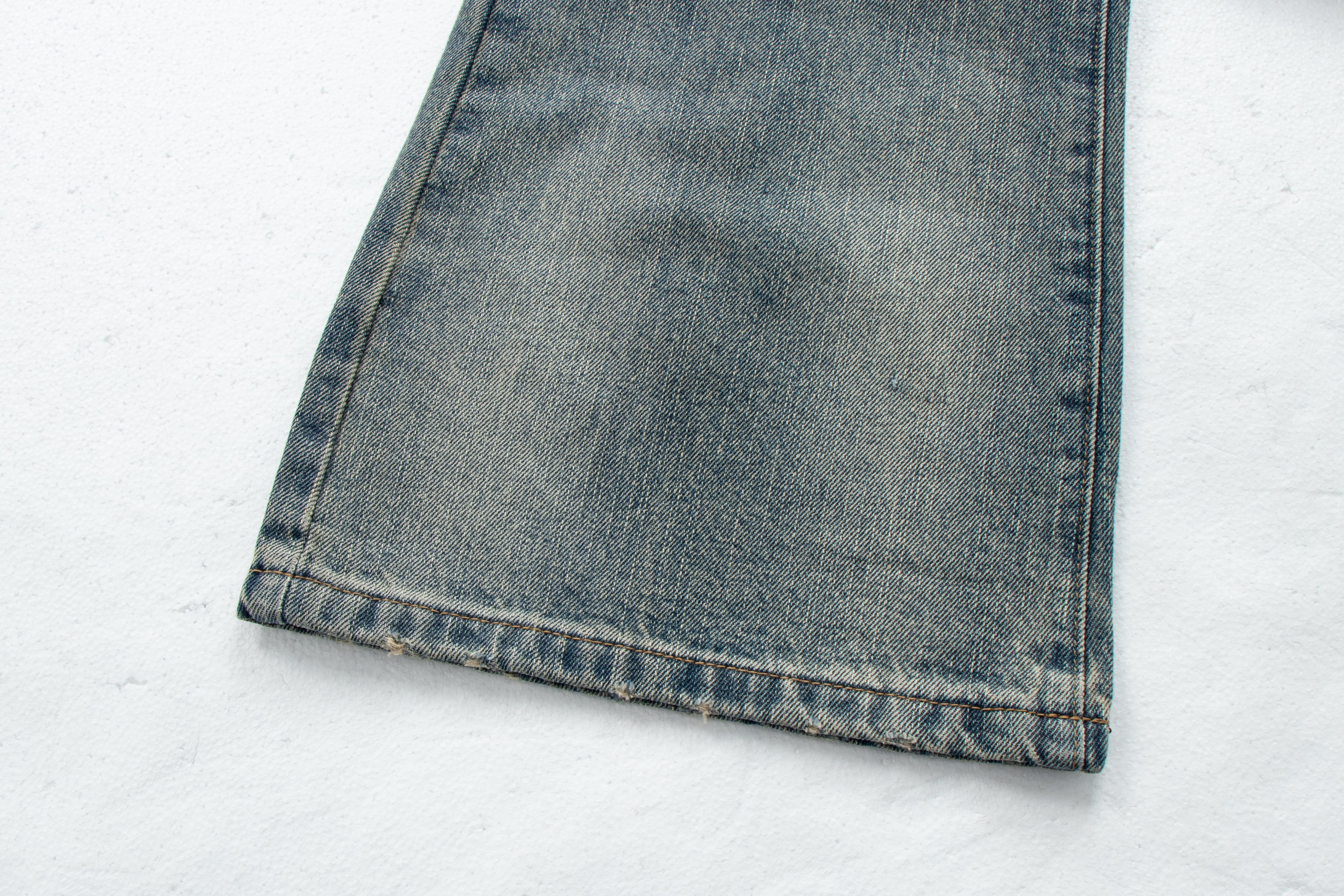 Washed Straight-Leg Micro-Flare Denim Jeans