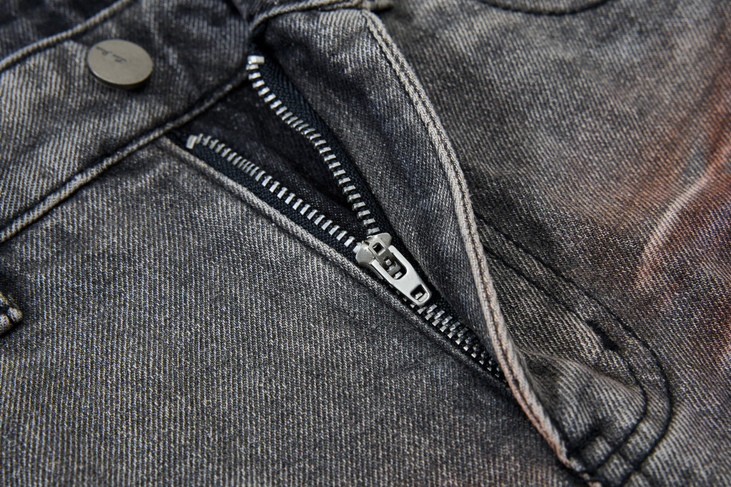 Unisex Vintage Washed Graffiti Denim Pants