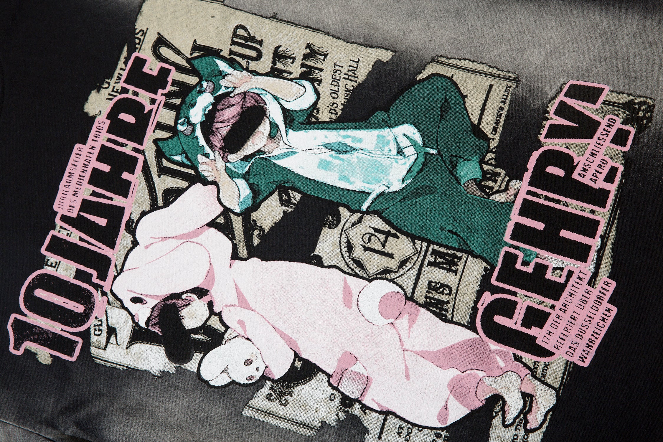 DONOTLOGO Bold Pink & Black Gradient Graphic Tee | Unisex Y2K Oversized Streetwear Top | Retro Anime Style Summer Shirt