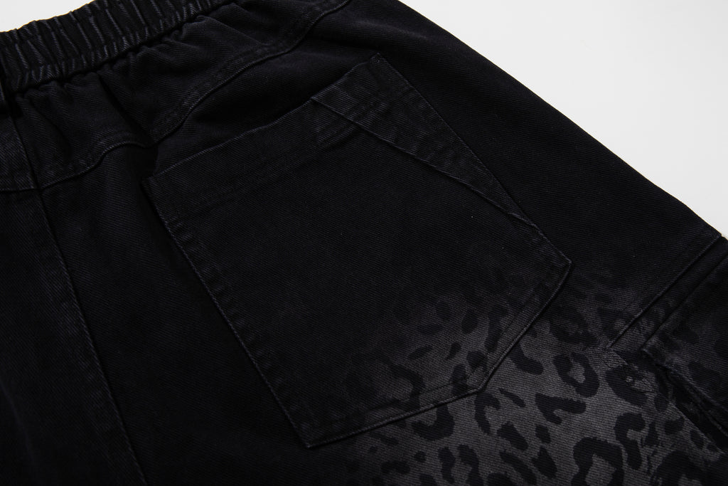 Unisex Vintage Leopard-Print Loose-Fit Gradient Denim Casual Jeans