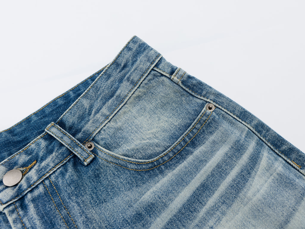 DONOTLOGO Oversized Light Wash Denim Jeans - Unisex Baggy Trousers with Distressed Whisker Effect - Edgy Streetwear Bottom with Wide Leg Silhouette & Raw Hem