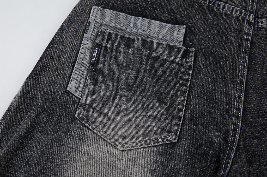 DONOTLOGO Urban Streetwear Collection | Unisex Relaxed Silhouette Jeans | Bold Acid Wash & Distressed Motif & Soft Denim Fabric