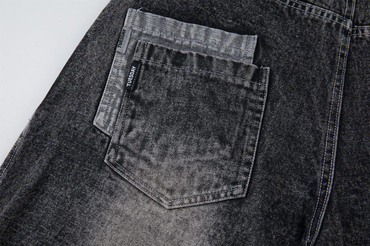 DONOTLOGO Urban Streetwear Collection | Unisex Relaxed Silhouette Jeans | Bold Acid Wash & Distressed Motif & Soft Denim Fabric