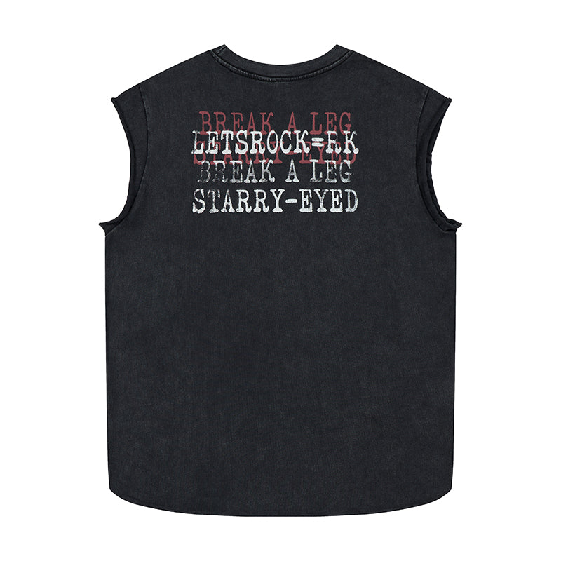 DONOTLOGO Vintage Cross Print Tank Top | Oversized Streetwear Sleeveless Tee for Men | Summer Must-Have