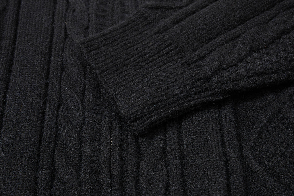 DONOTLOGO Cozy Streetwear Collection | Unisex Relaxed Silhouette Knit Cardigan | Bold Cable Texture & Soft Warm Fabric