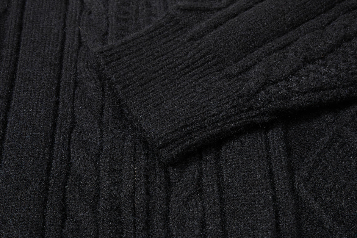 DONOTLOGO Cozy Streetwear Collection | Unisex Relaxed Silhouette Knit Cardigan | Bold Cable Texture & Soft Warm Fabric