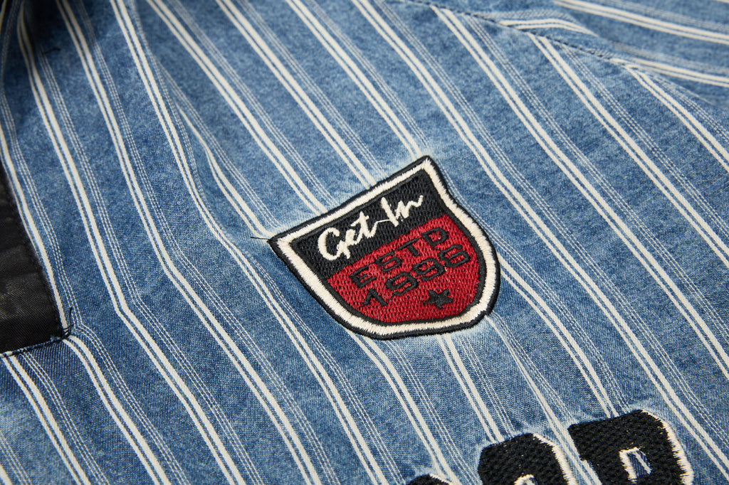 Unisex Vintage Appliqué Letter Striped Tee