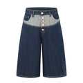 DONOTLOGO Vintage Denim Revival Collection | Unisex Relaxed Fit Patchwork Cropped Pants | Bold Contrast Stitching & Button-Fly Detail with Vintage Wash Finish