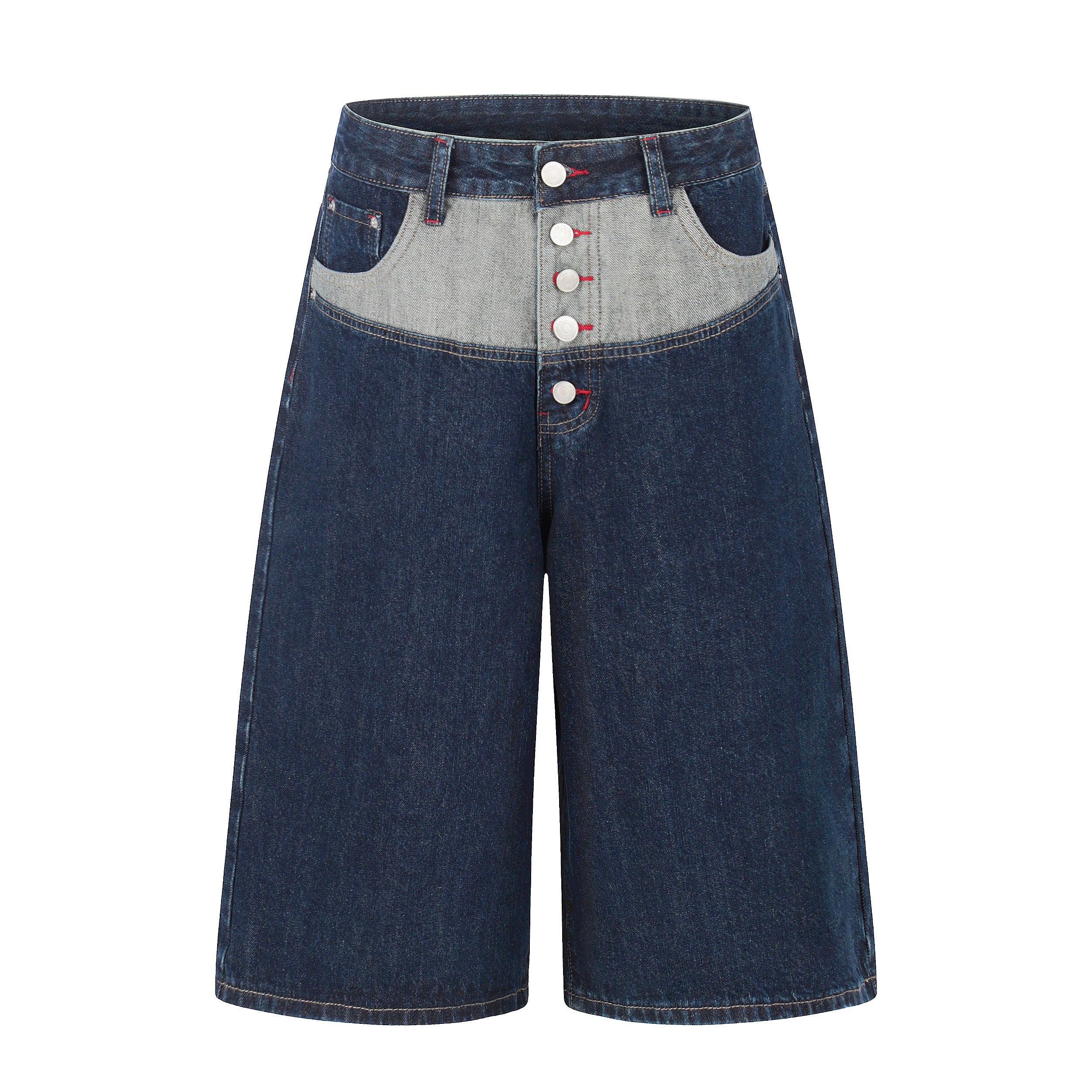 DONOTLOGO Vintage Denim Revival Collection | Unisex Relaxed Fit Patchwork Cropped Pants | Bold Contrast Stitching & Button-Fly Detail with Vintage Wash Finish