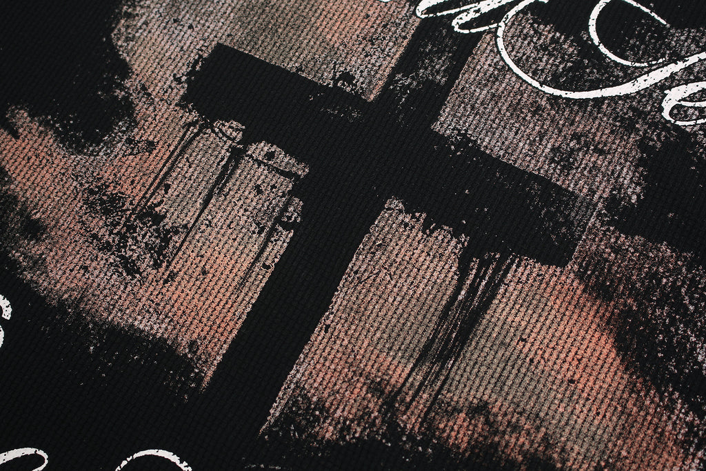 DONOTLOGO Urban Streetwear Collection | Unisex Relaxed Silhouette Tee | Bold Cross Motif & Soft Waffle Knit Fabric