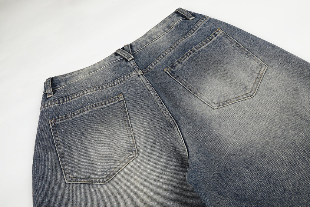 DONOTLOGO Urban Edge Collection | Unisex Relaxed Fit Denim Jeans | Bold Cat Whisker Seaming & Faded Wash Finish with Classic Cotton Denim Fabric