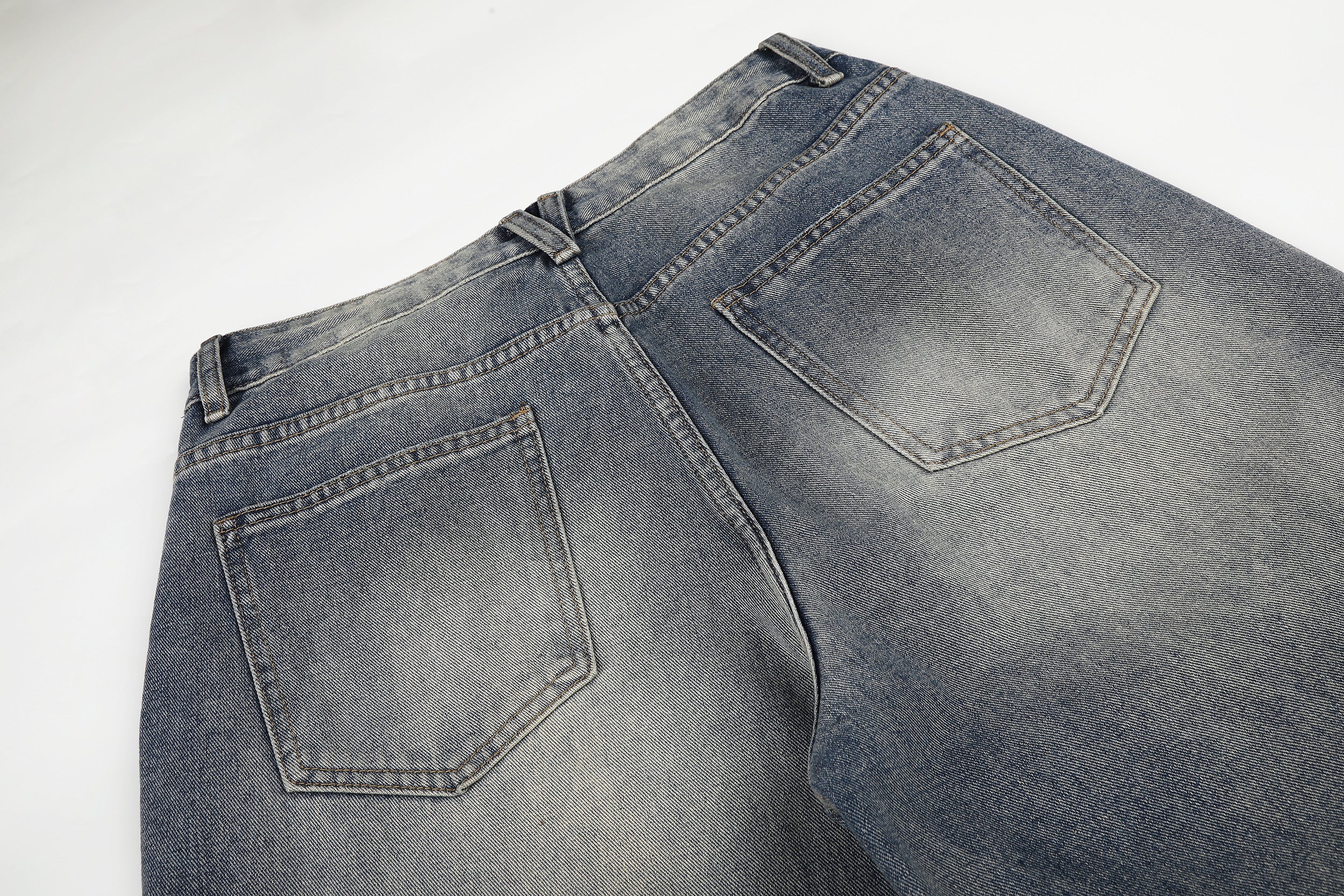 DONOTLOGO Urban Edge Collection | Unisex Relaxed Fit Denim Jeans | Bold Cat Whisker Seaming & Faded Wash Finish with Classic Cotton Denim Fabric