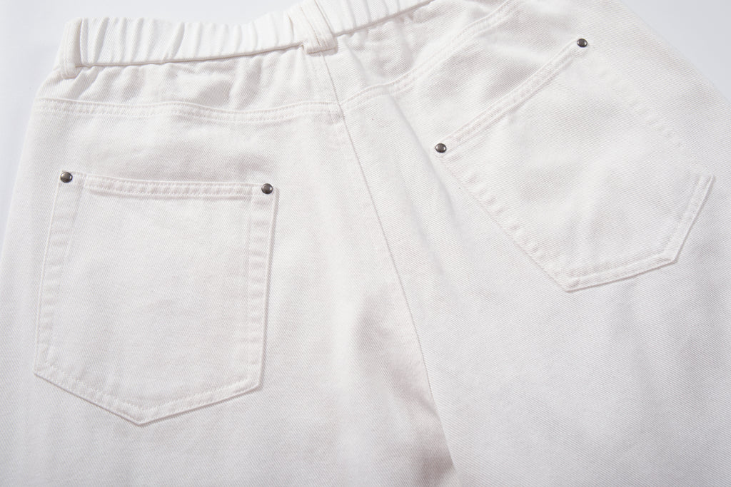 Unisex Hand-Painted White Denim Jeans
