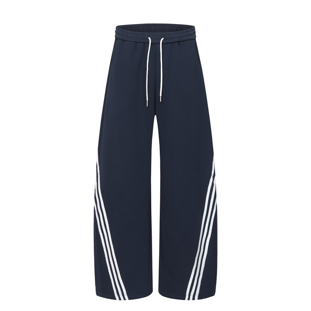 DONOTLOGO Urban Streetwear Collection | Unisex Relaxed Fit Trousers | Bold Diagonal Stripe Motif & Curved Silhouette with Soft Cotton Blend Fabric