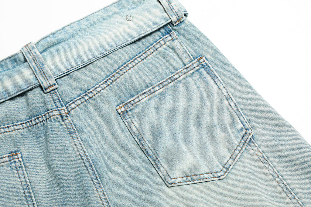 DONOTLOGO Urban Heritage Collection | Unisex Oversized Cropped Denim | Retro Aesthetic High-Rise Wide-Leg Bottoms with Authentic Fade Detail