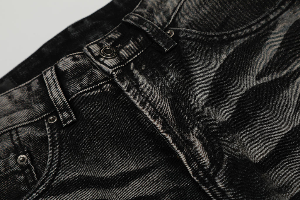 DONOTLOGO Urban Heritage Collection | Unisex Oversized Cat Whisker Denim | Retro Aesthetic High-Rise Wide-Leg Bottoms with Authentic Fade Detail