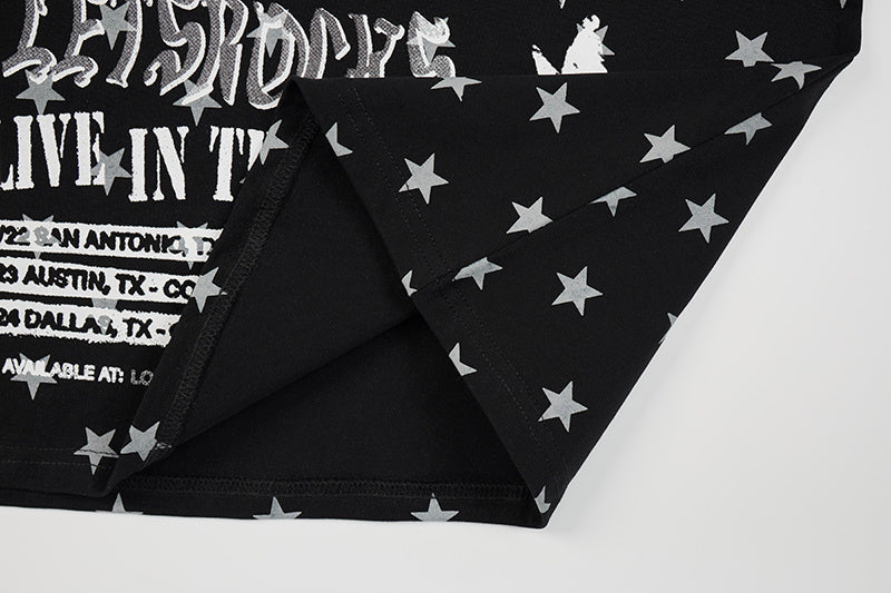 DONOTLOGO Live in Texas" Distressed Graphic Tee | Unisex Vintage Wash Star Pattern Shirt | NASCAR Joe Tour Merch Style