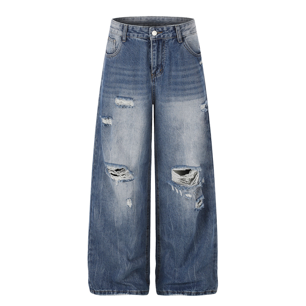 DONOTLOGO Urban Edge Collection | Unisex Relaxed Fit Denim Jeans | Bold Cat Whisker Seaming & Faded Wash Finish with Classic Cotton Denim Fabric