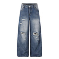 DONOTLOGO Urban Edge Collection | Unisex Relaxed Fit Denim Jeans | Bold Cat Whisker Seaming & Faded Wash Finish with Classic Cotton Denim Fabric