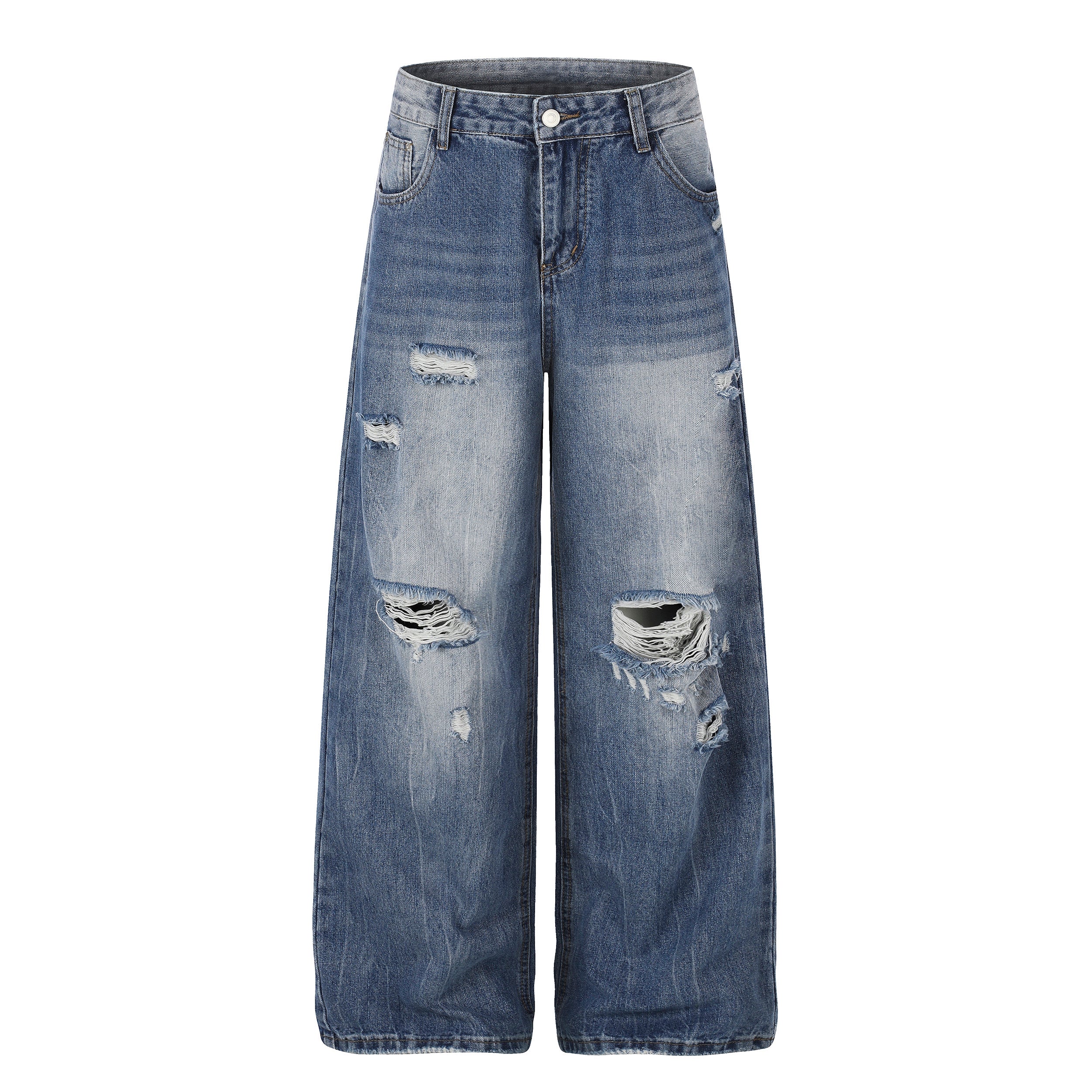 DONOTLOGO Urban Edge Collection | Unisex Relaxed Fit Denim Jeans | Bold Cat Whisker Seaming & Faded Wash Finish with Classic Cotton Denim Fabric