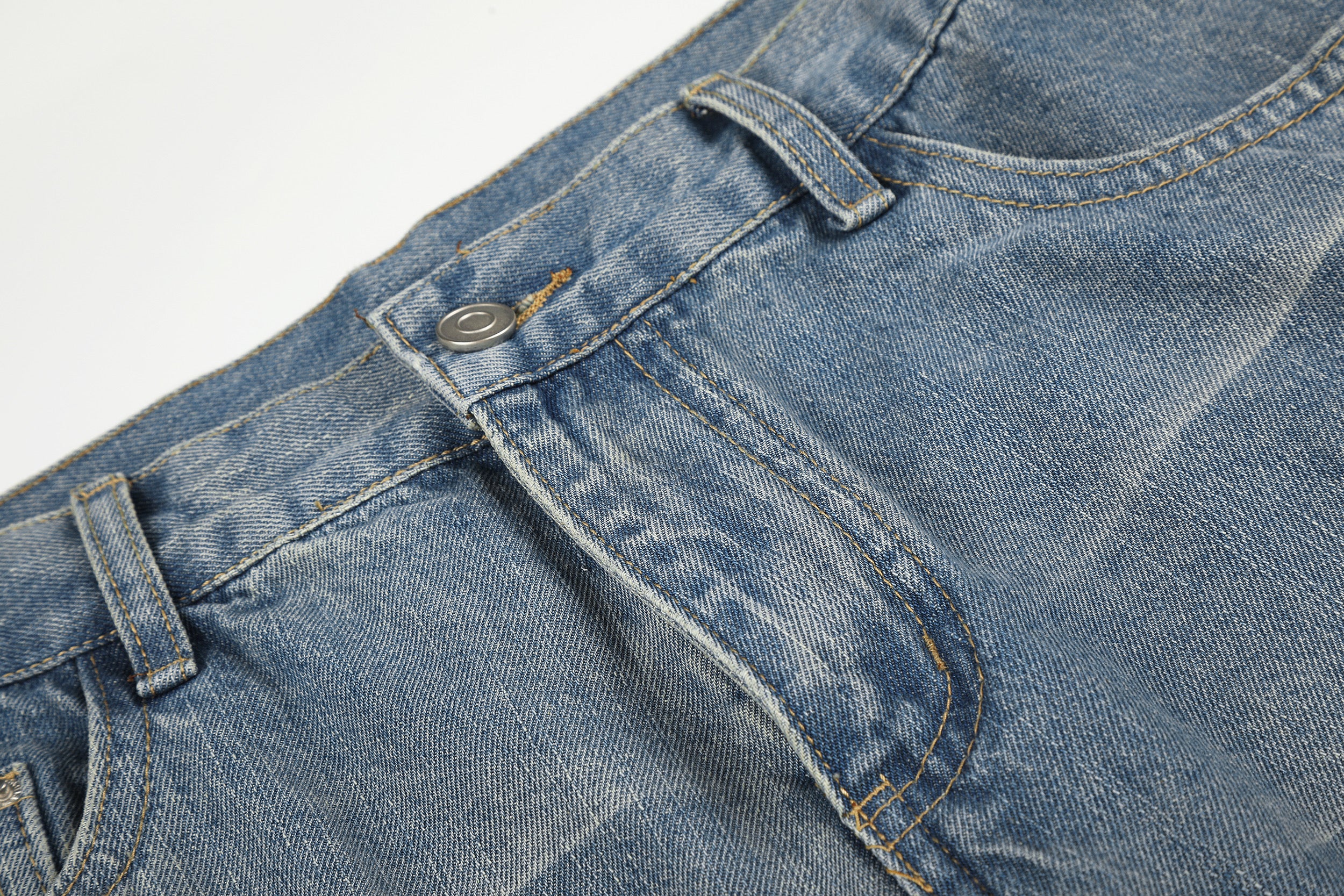 DONOTLOGO Urban Edge Collection | Unisex Relaxed Fit Denim Jeans | Bold Cat Whisker Seaming & Faded Wash Finish with Classic Cotton Denim Fabric