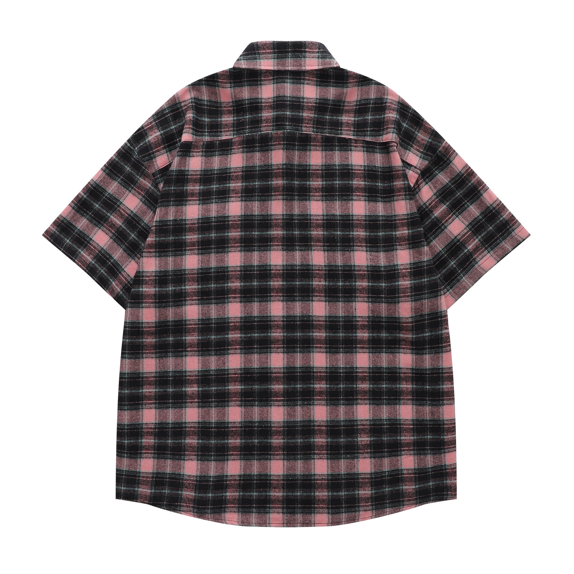 DONOTLOGO Unisex Pink Black Plaid Shirt | Embroidered Detail, Loose Fit | Casual Summer Essential