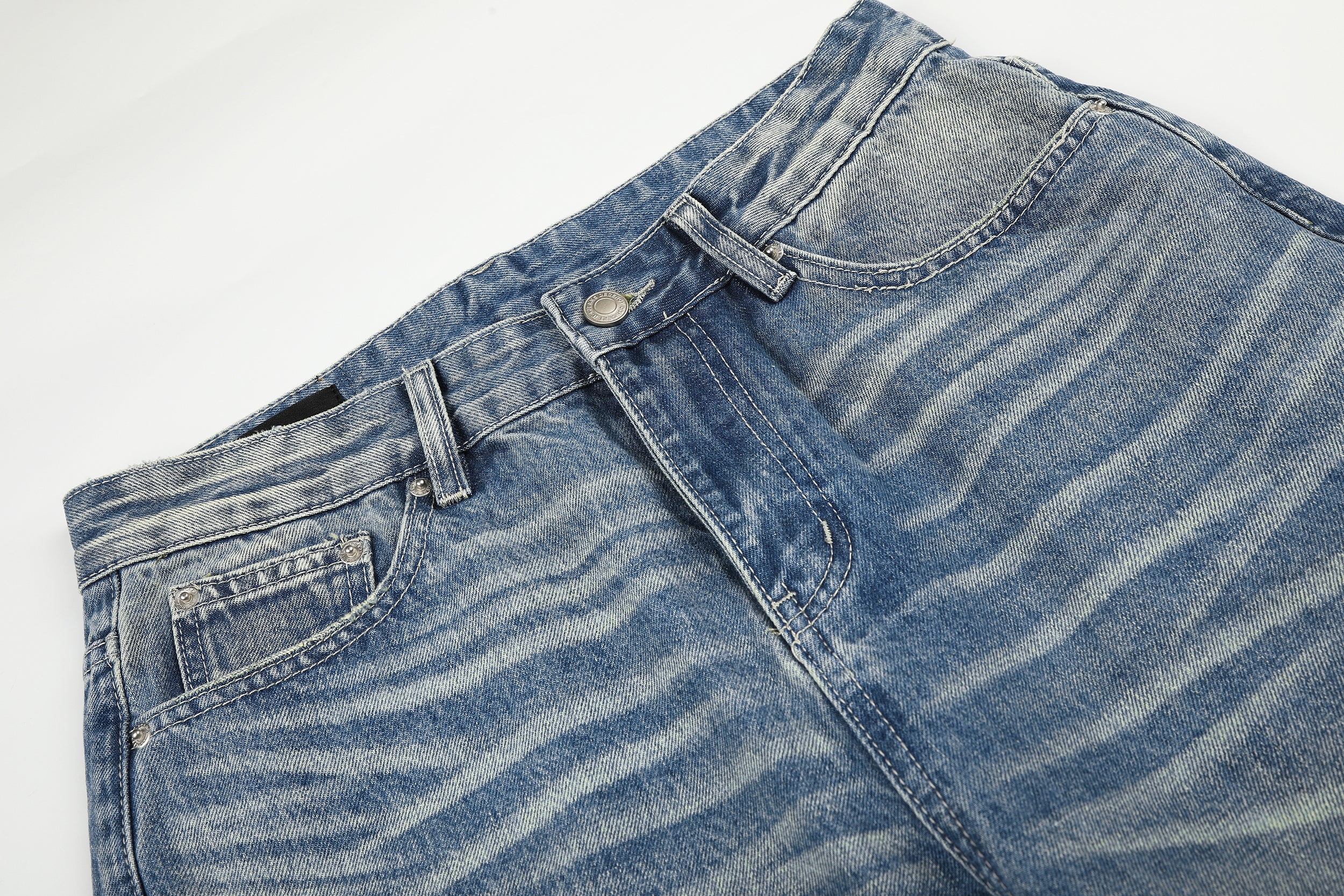 DONOTLOGO Urban Heritage Collection | Unisex Oversized Cat Whisker Denim | Retro Aesthetic High-Rise Wide-Leg Bottoms with Authentic Fade Detail