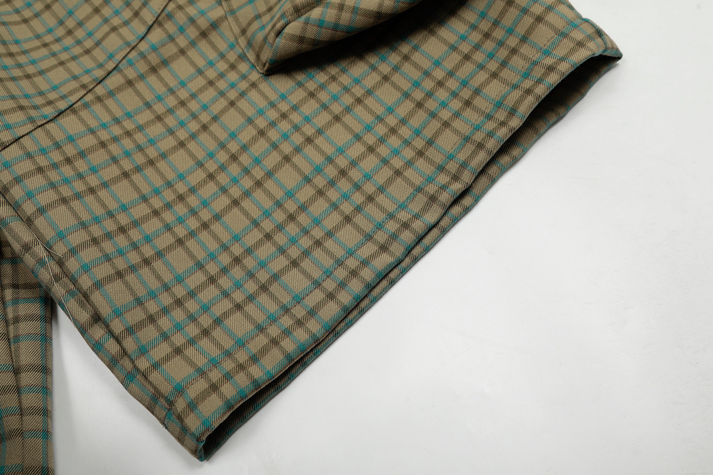 Unisex Green Plaid Patchwork Cargo Pants with Large Pockets