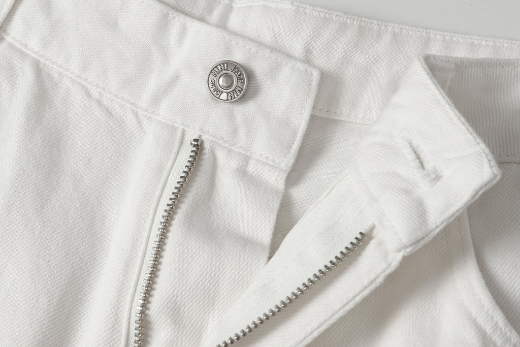 DONOTLOGO Urban Minimalist Collection | Unisex Relaxed Fit Denim Shorts | Clean White Silhouette & Leather Patch Detail with Breathable Cotton Fabric
