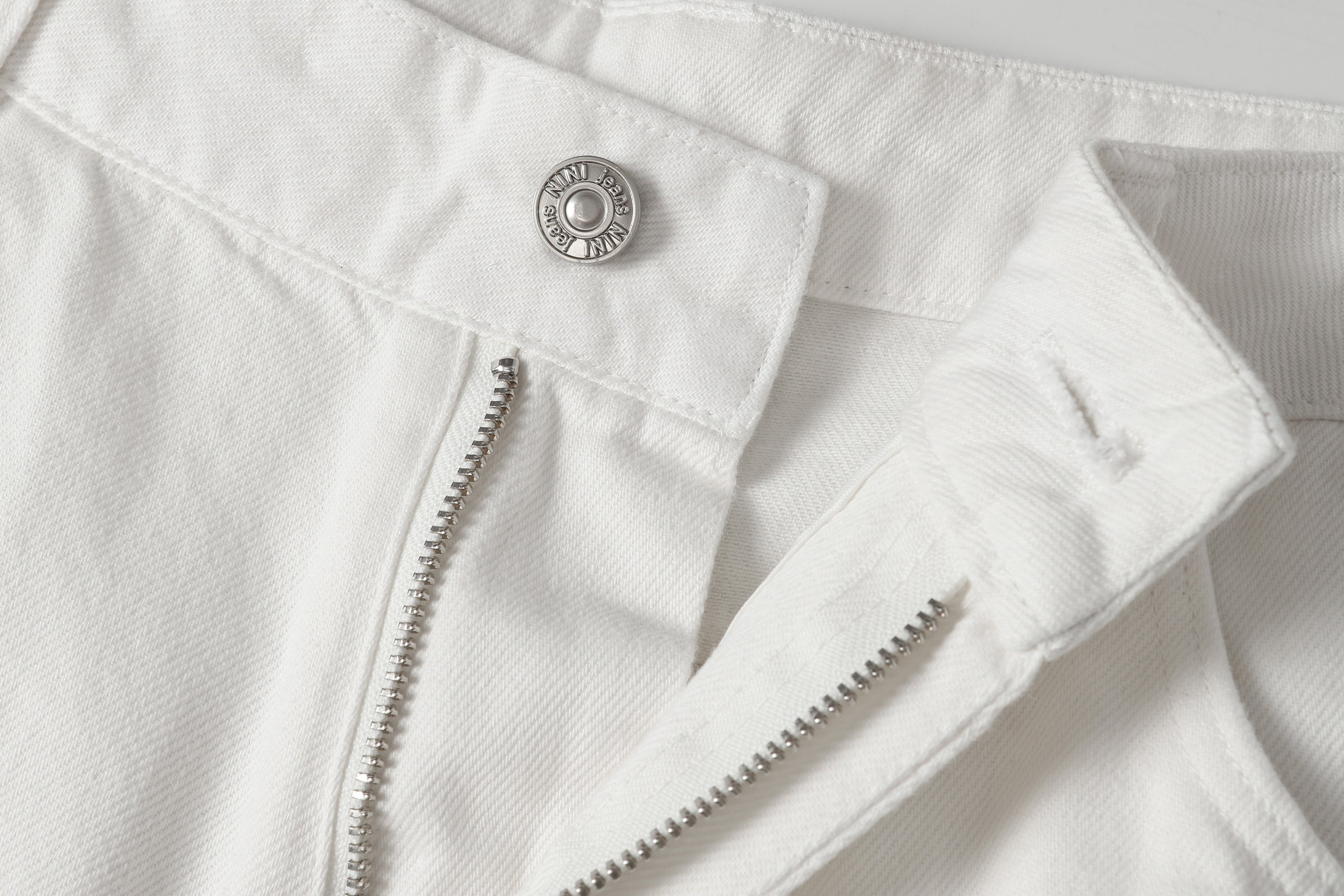 DONOTLOGO Urban Minimalist Collection | Unisex Relaxed Fit Denim Shorts | Clean White Silhouette & Leather Patch Detail with Breathable Cotton Fabric